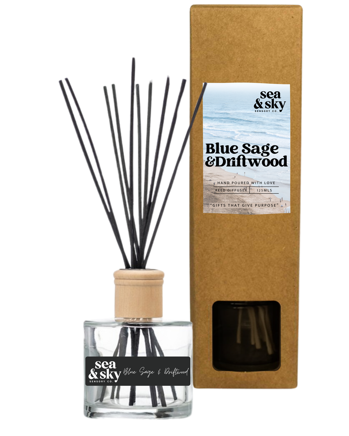 Saje Reed Diffuser Blue Sage & Driftwood Reed Diffuser – Sea & Sky Sensory Co